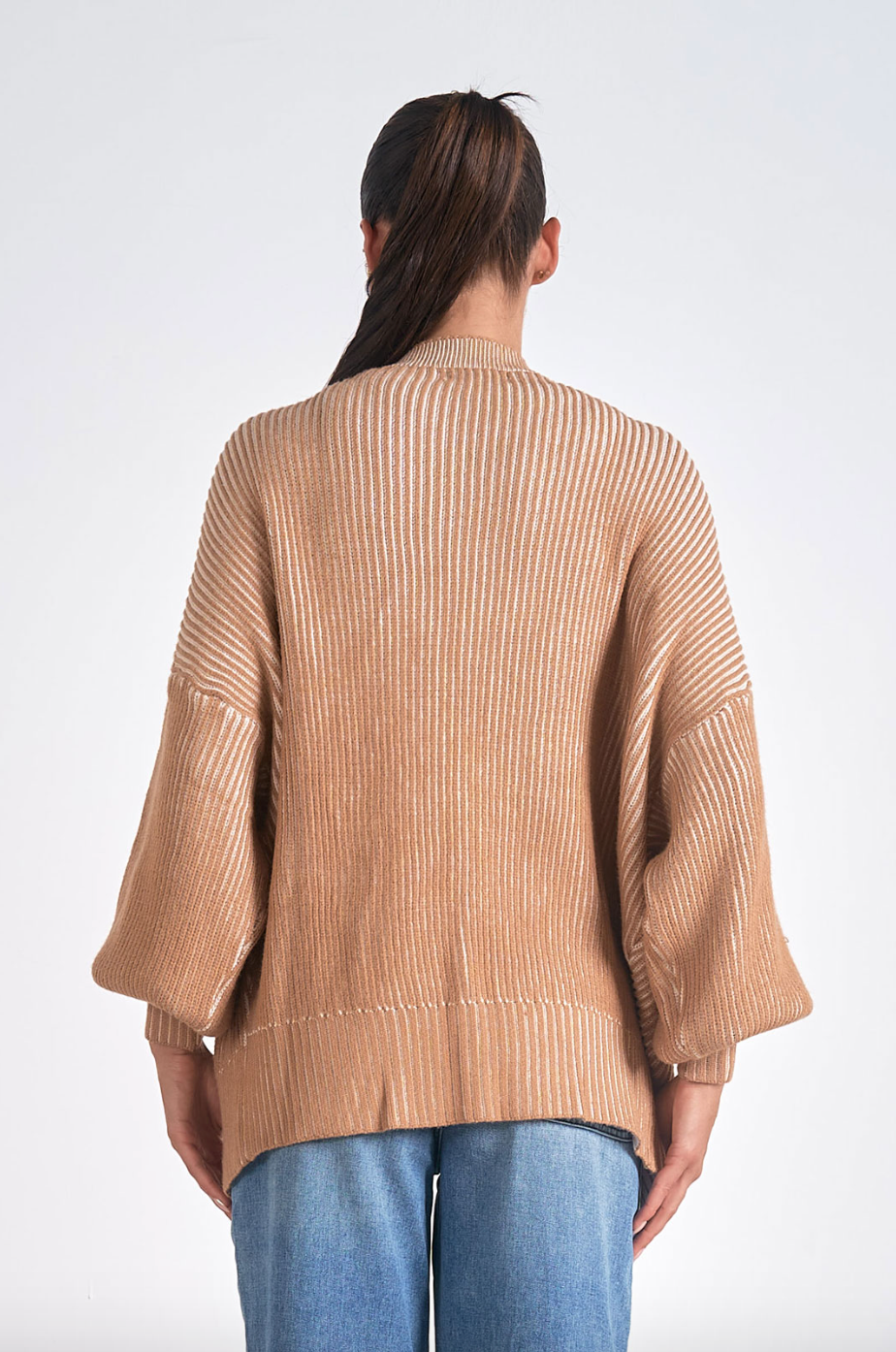 ELN Rib Cardigan - Tan