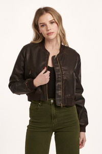 DJ Cropped Bomber Jacket - Cacao