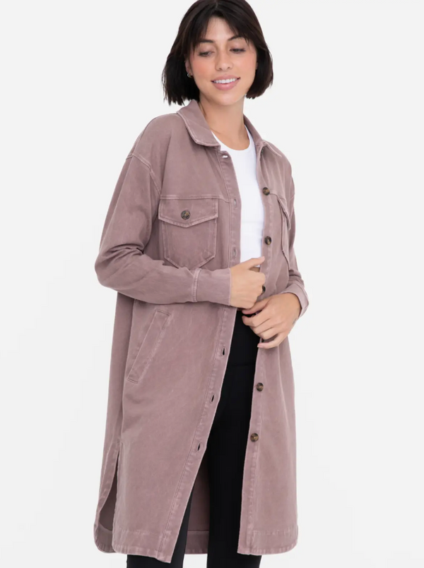 MOB Longline Shacket-Mauve