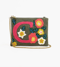 Beaded Initial Crossbody Bag