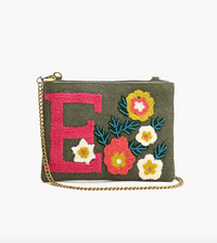 Beaded Initial Crossbody Bag