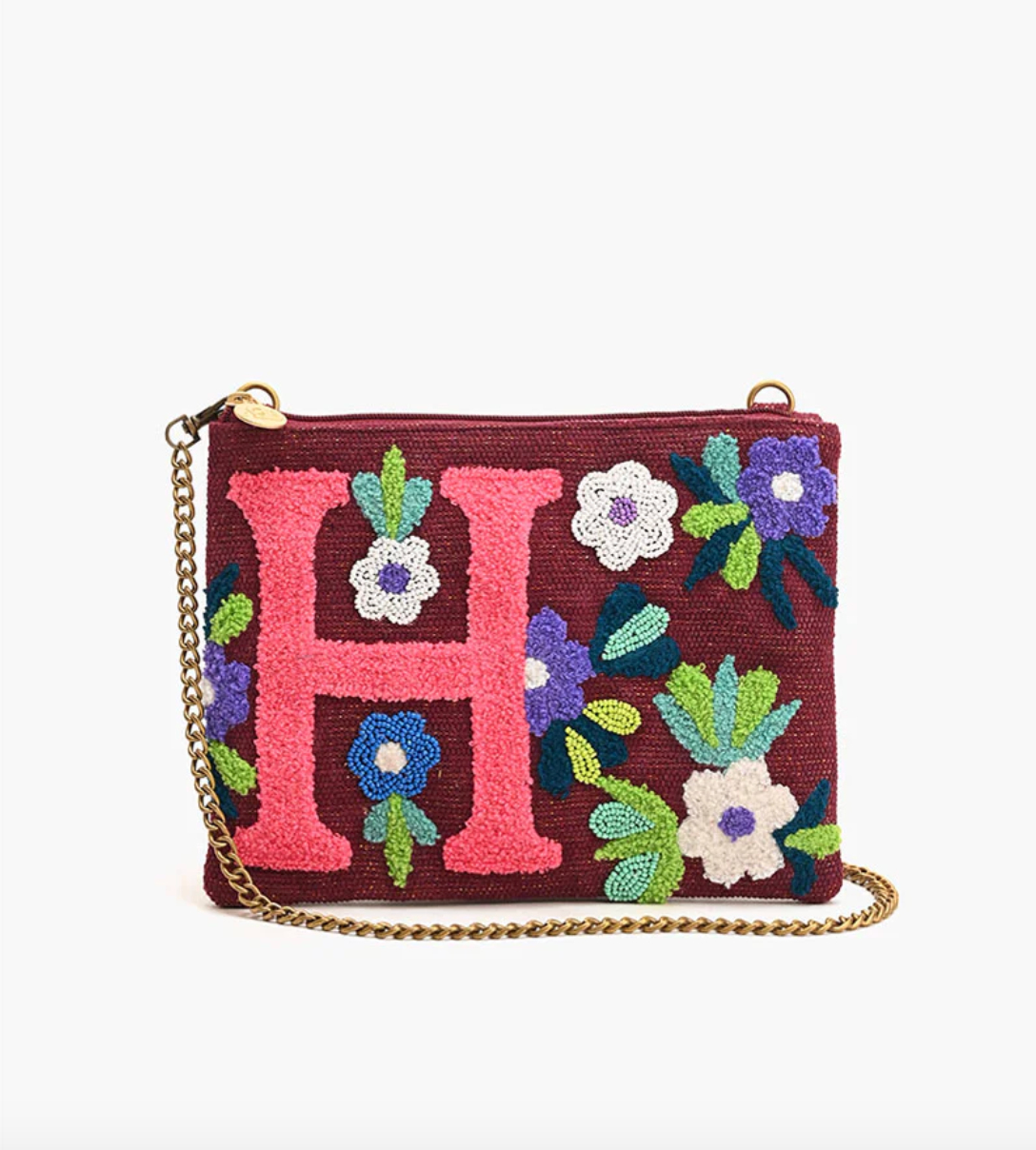 Beaded Initial Crossbody Bag