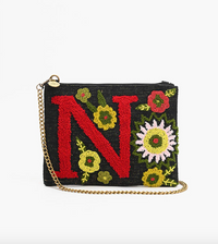 Beaded Initial Crossbody Bag