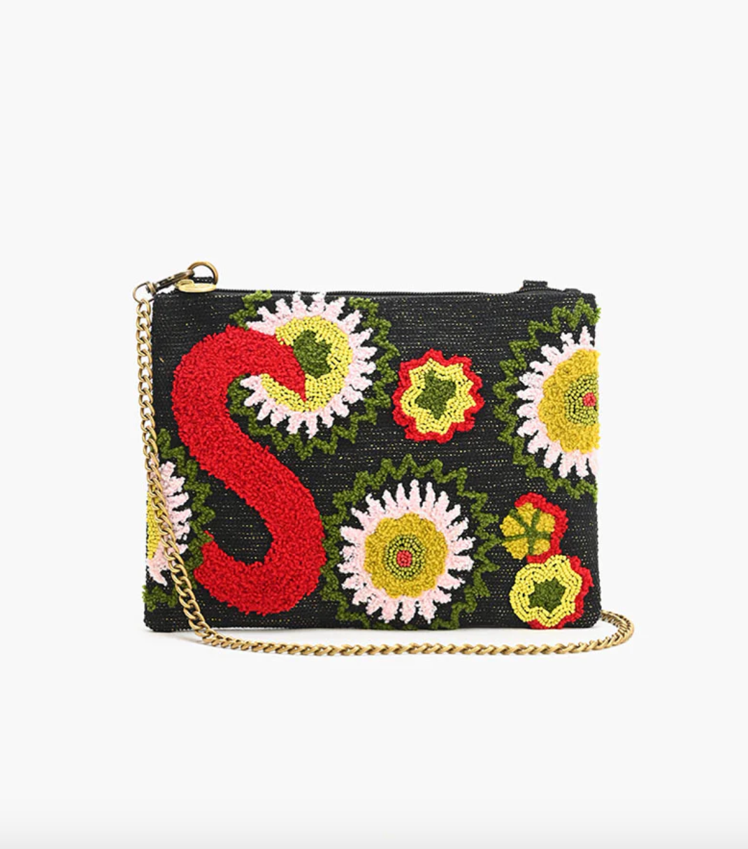 Beaded Initial Crossbody Bag