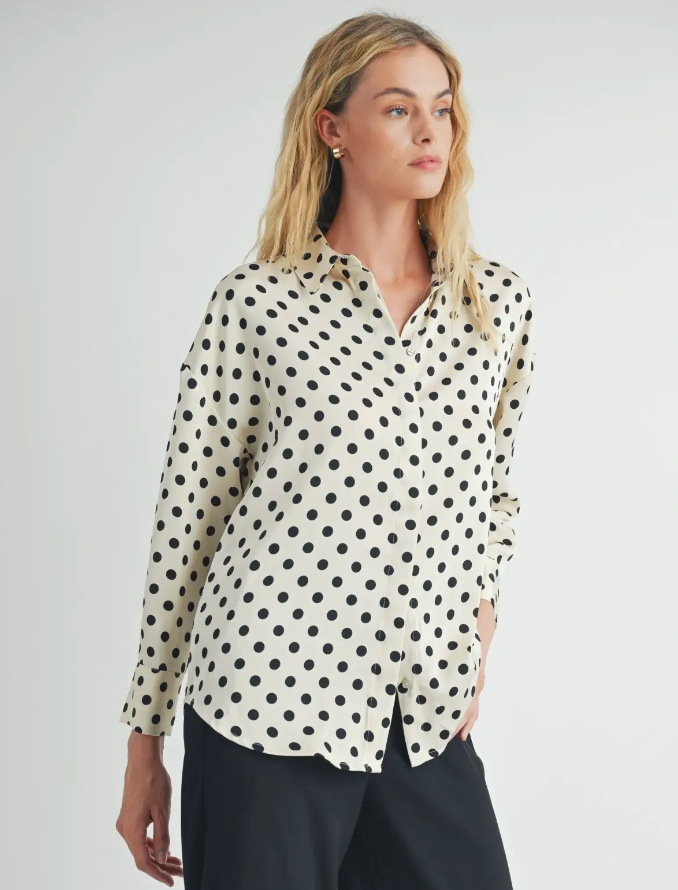 Polka Dot Blouse-Ivory