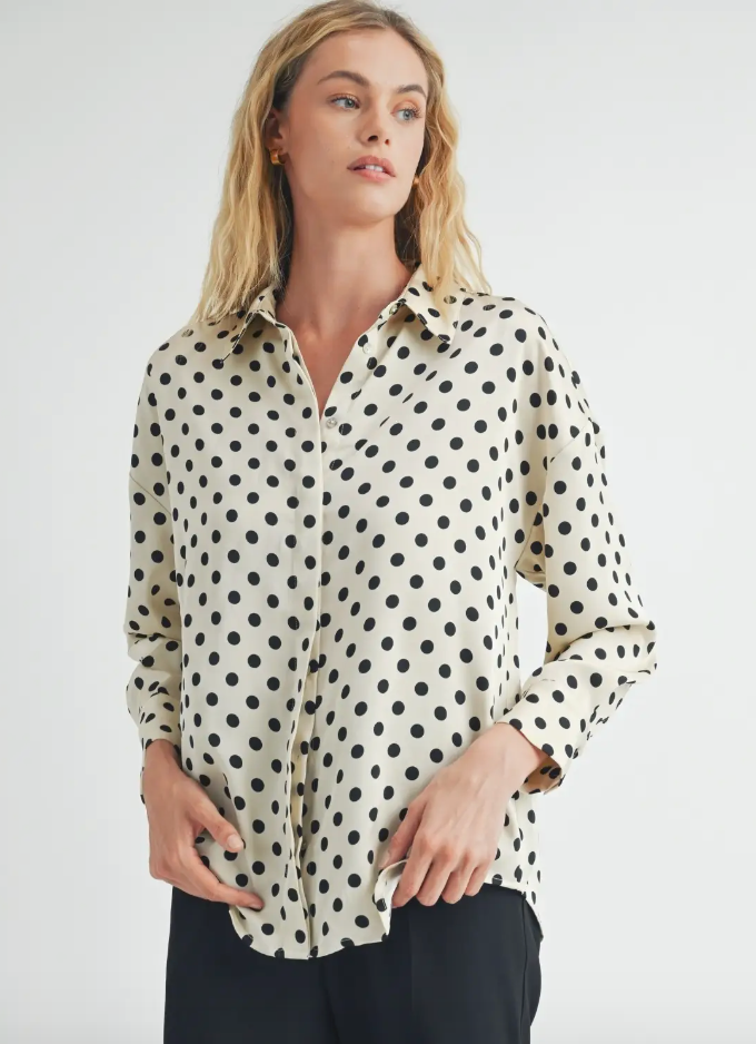 Polka Dot Blouse-Ivory