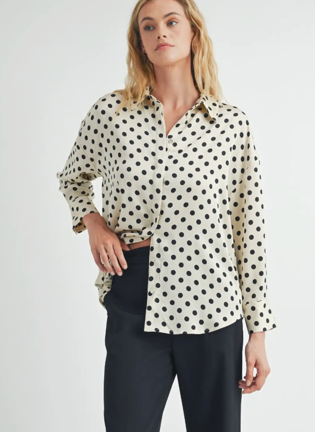 Polka Dot Blouse-Ivory