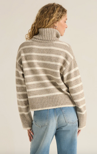 Zsup Stripe Turtleneck Sweater-Taupe