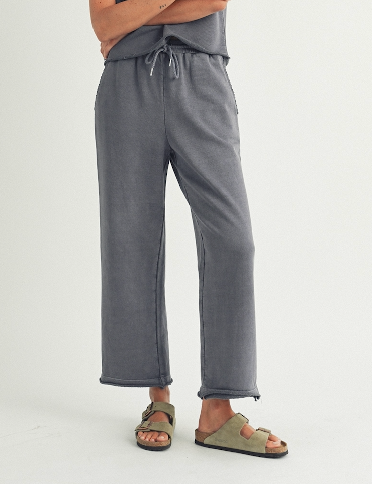 EG Raw Edge Wide Sweatpant-Charcoal