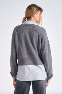 ELN Sweater Combo Top-Grey