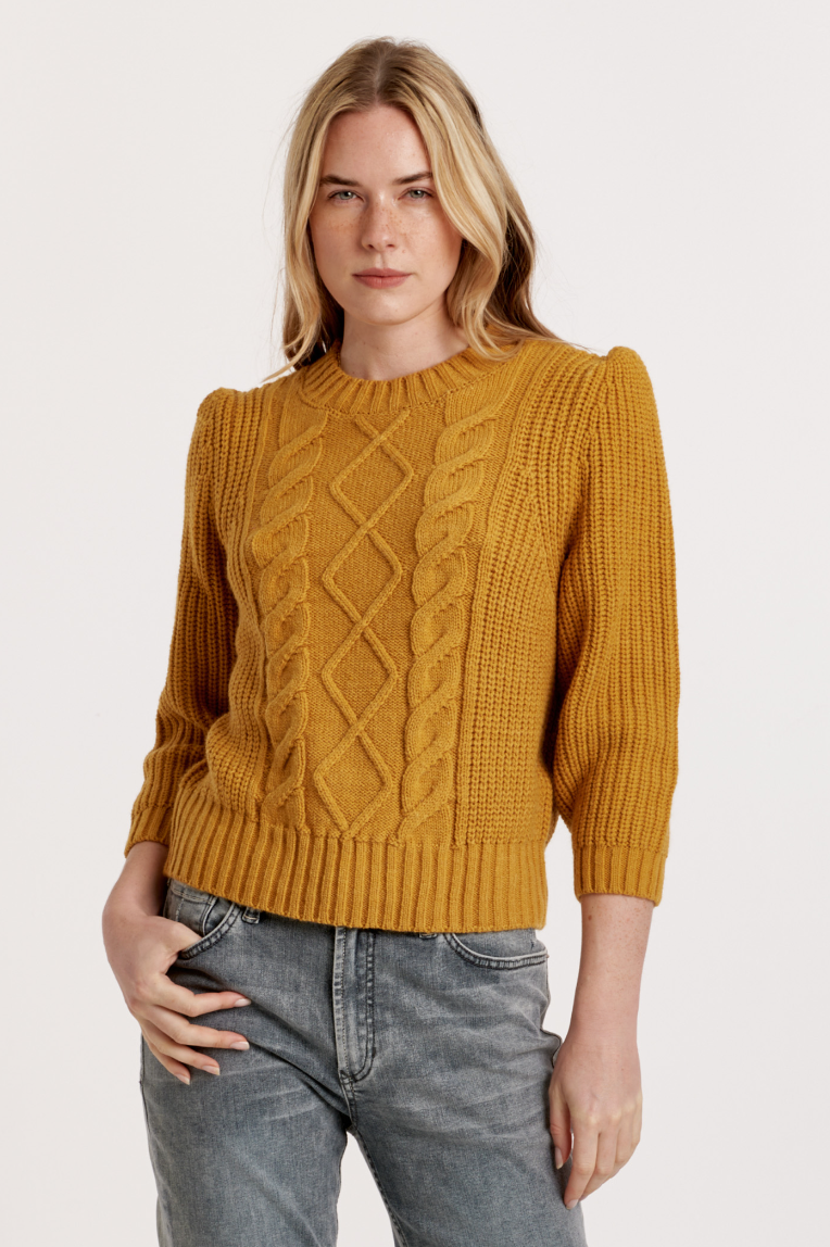 AL Cable Knit Sweater-Mustard