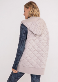 MOB Quilted Zip Vest-Taupe