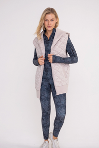 MOB Quilted Zip Vest-Taupe