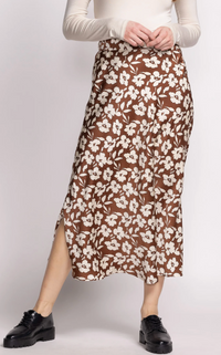 PM Floral Midi Skirt-Brown