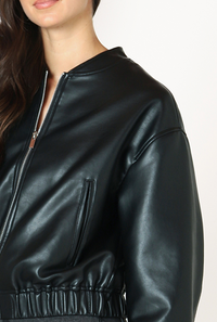 DEX Faux Leather Bomber-Black