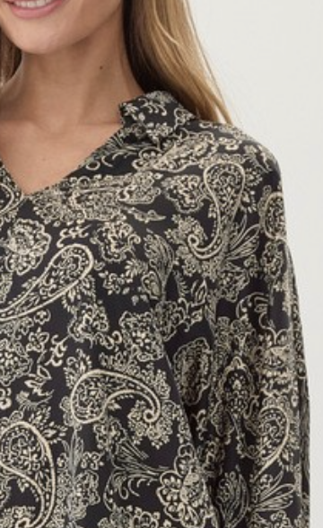 JOD Paisly Printed Blouse-Black