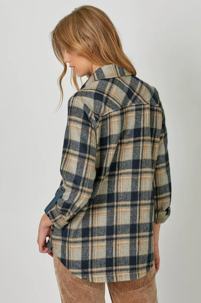 Myst Plaid Shacket-Navy