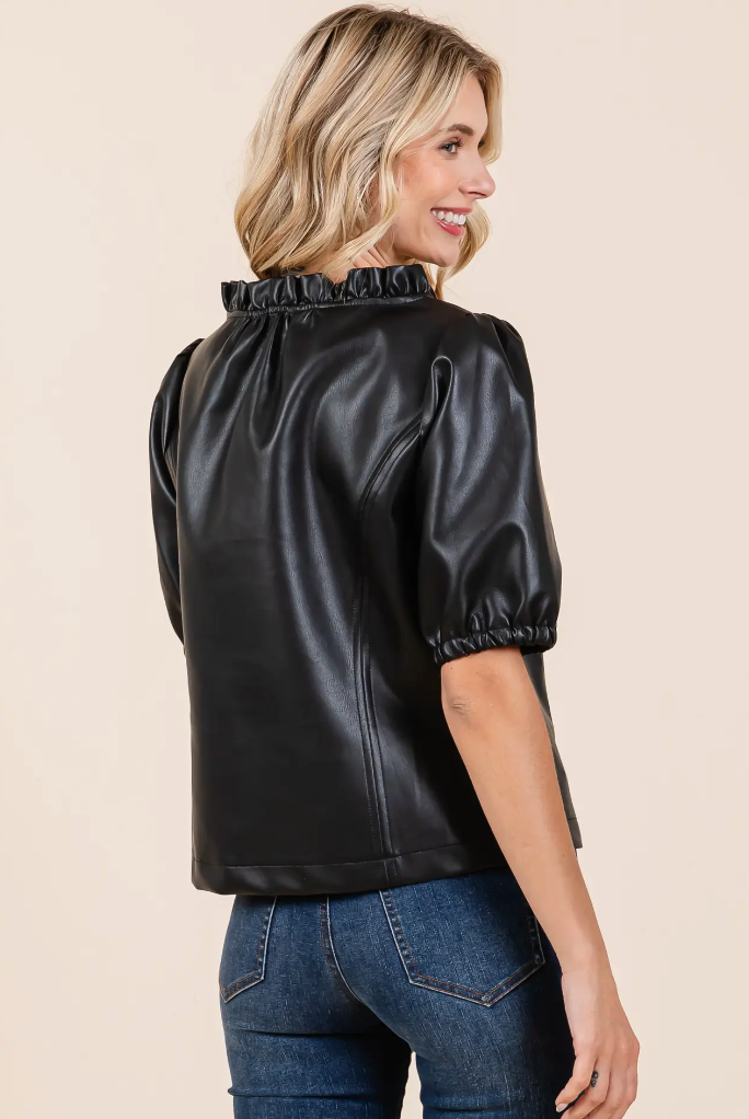 GG Faux Leather Top