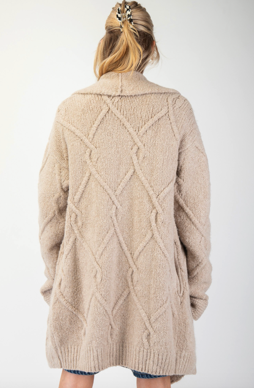 ESL Chunky Cable Cardigan-Blush