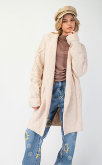 ESL Chunky Cable Cardigan-Blush