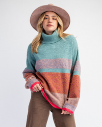 ESL Multi Color Block Sweater-Turq