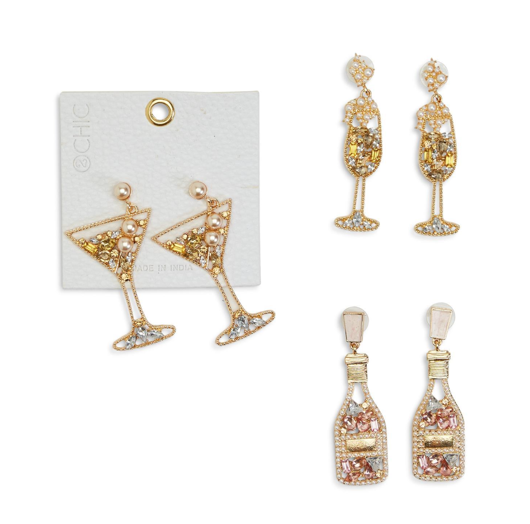 Drinks Earrings-Gold