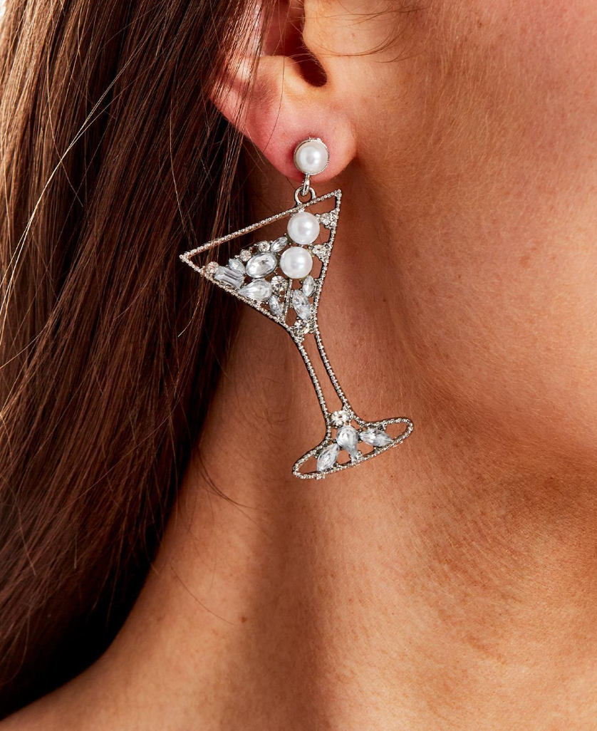 Drinks Earrings-Silver