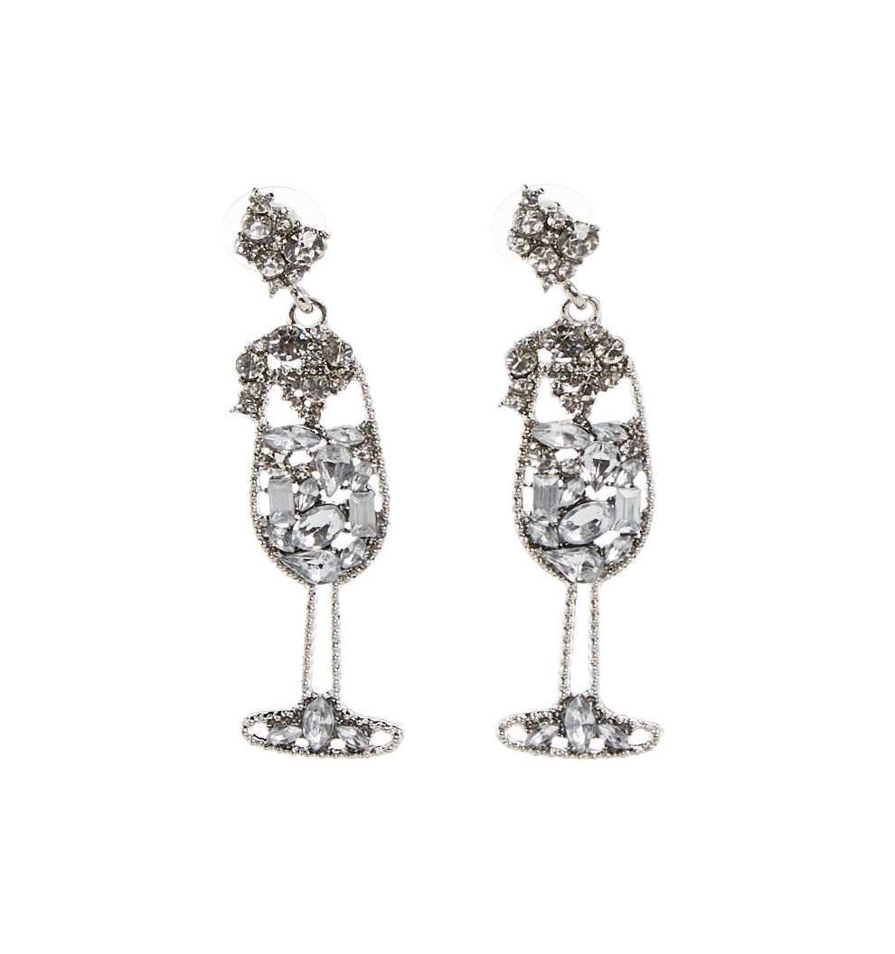 Drinks Earrings-Silver