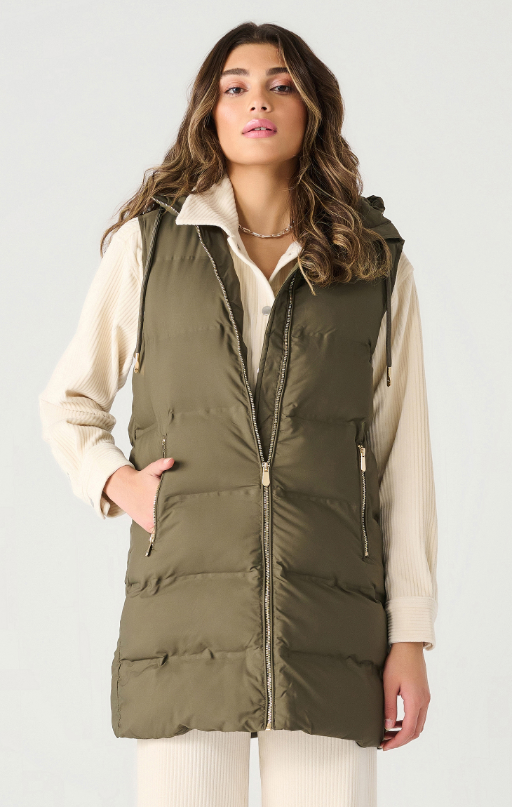 DEX Long Hooded Vest-Green