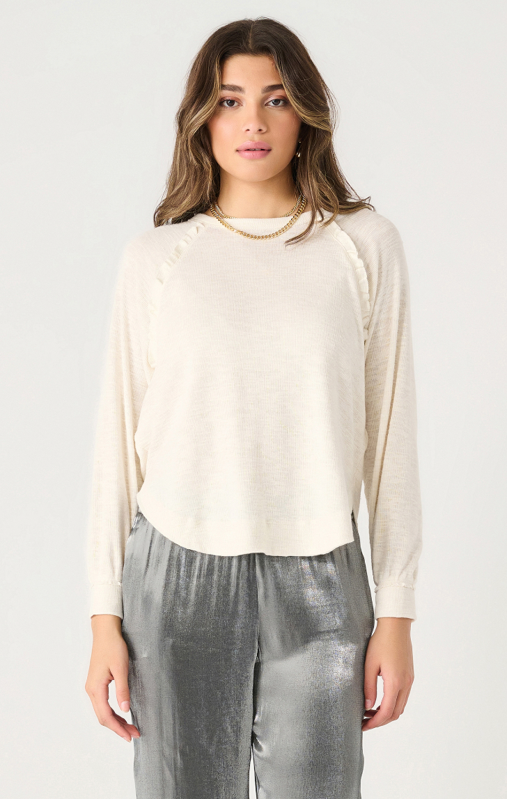 DEX Ruffle Trim LS-Cream