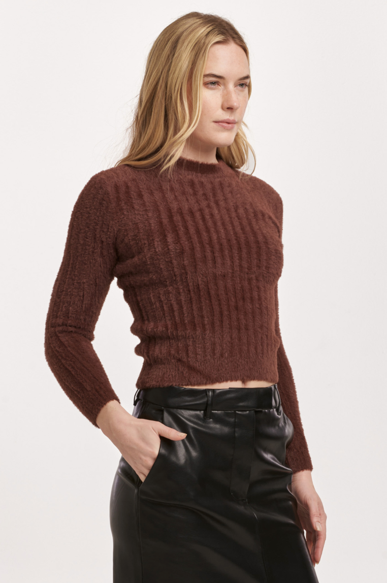 DJ Cozy Rib Sweater-Brown