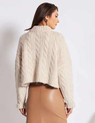 B&Y Cable knit Half Zip Sweater-Oat