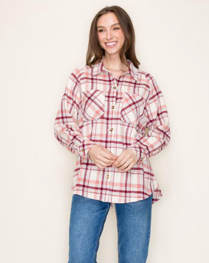 STC Plaid shacket-Pink