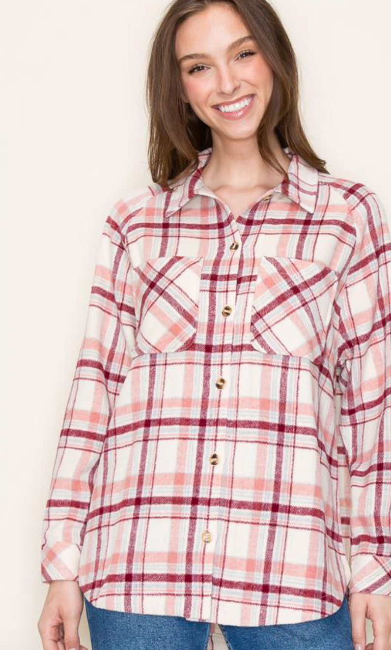 STC Plaid shacket-Pink