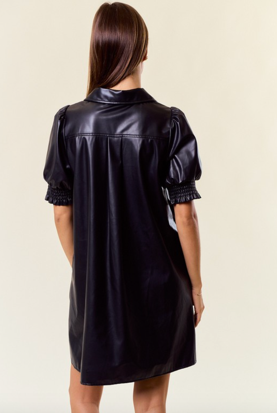 D&R Faux Leather Dress-Black