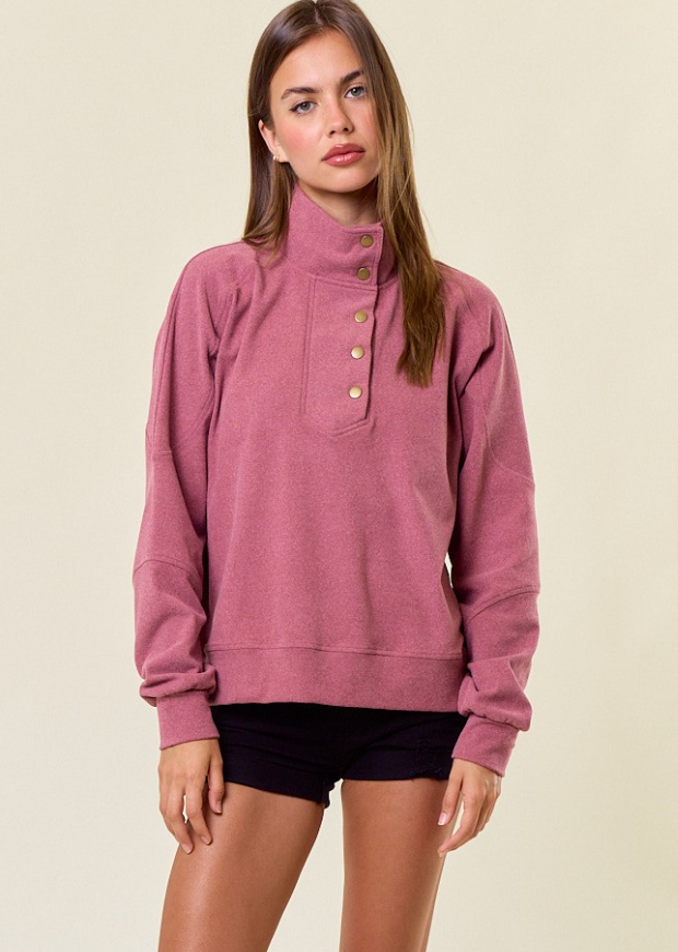 D&R Snap half Zip-Merlot