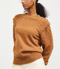 SAB Scallop/Ruffle edge Sweater-Camel