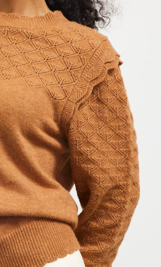 SAB Scallop/Ruffle edge Sweater-Camel