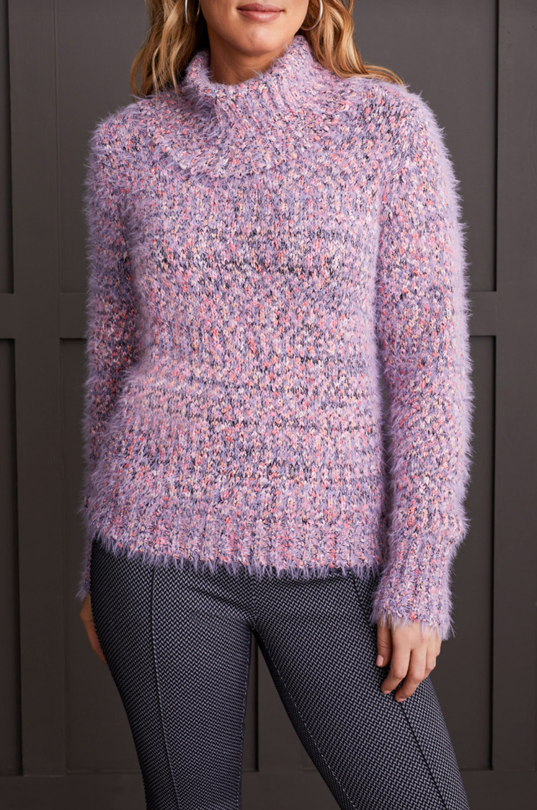 TRBL Cowl Neck Sweater-Purple