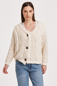 AL Cable Knit Cardi-Cream