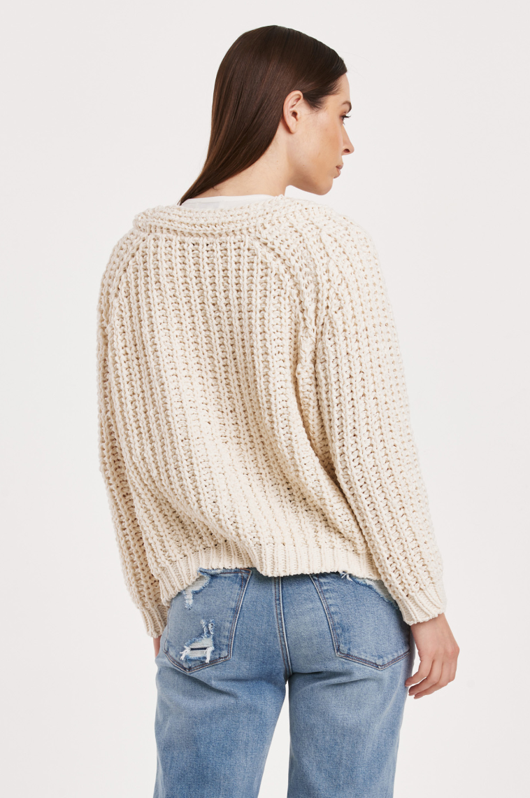 AL Cable Knit Cardi-Cream