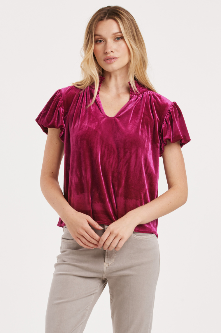 AL Velvet Puff Sleeve Top