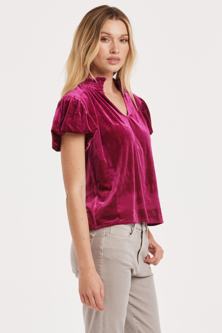 AL Velvet Puff Sleeve Top