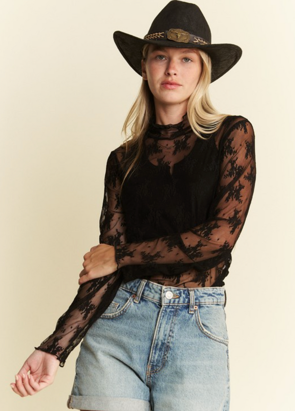JBJ Lace Mock Neck top