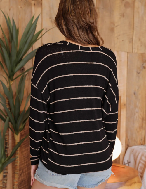 BP Lightweight Stripe Top-Black