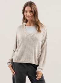 BP Dolman Textured Stripe-Taupe