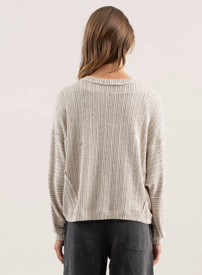 BP Dolman Textured Stripe-Taupe