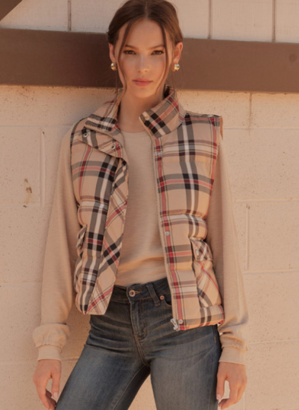 JOD Plaid Vest-Beige