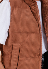 GG Corduroy Puffer Vest-Rust