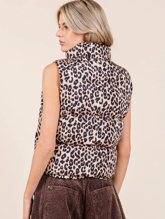 GG Leopard Puffer Vest